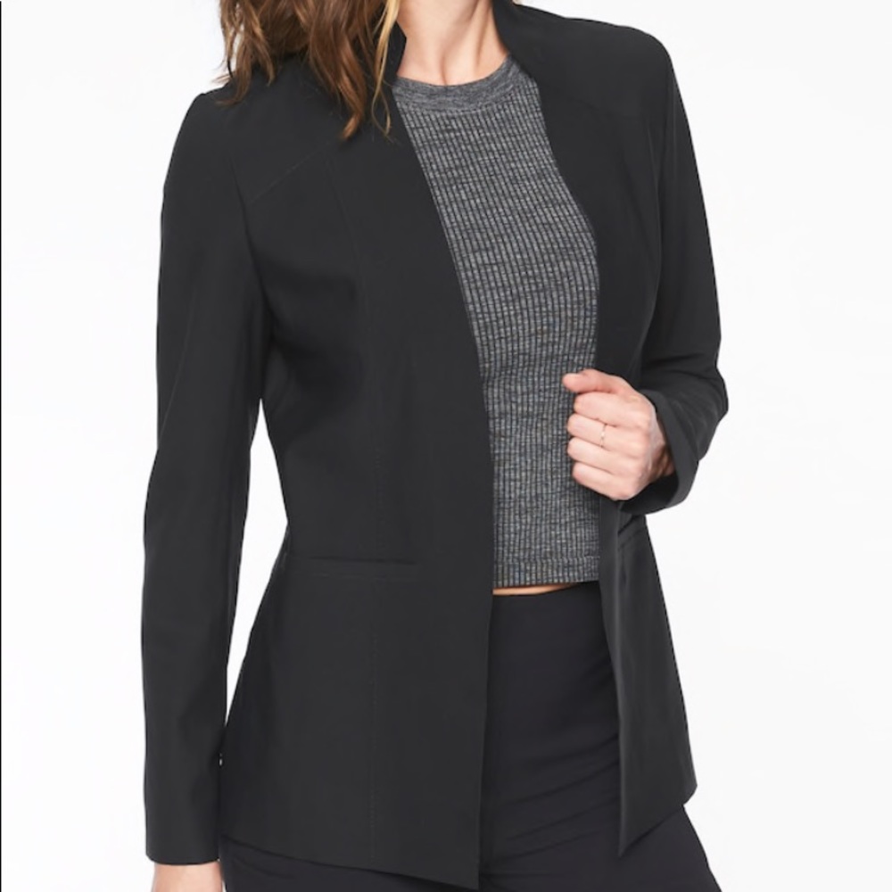 Athleta Black Open-Front Blazer Stellar 14 EUC